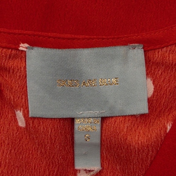 Skies Are Blue Red Polka Dot Tiered Fit & Flare Dress Size S - Picture 5 of 7